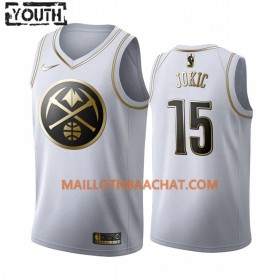 Maillot NBA Denver Nuggets Nikola Jokic 15 Nike 2019-20 Blanc Golden Edition Swingman - Enfant